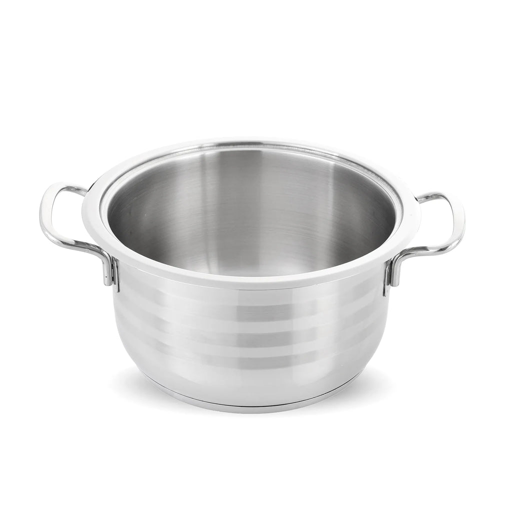 Stainless Steel Striped Pot with handle
