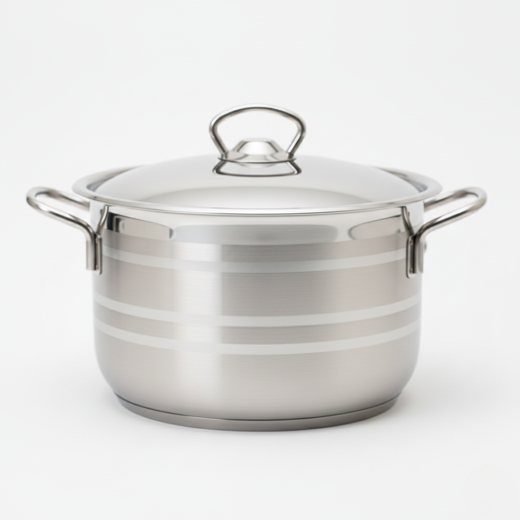 Stainless Steel Striped Pot with handle
