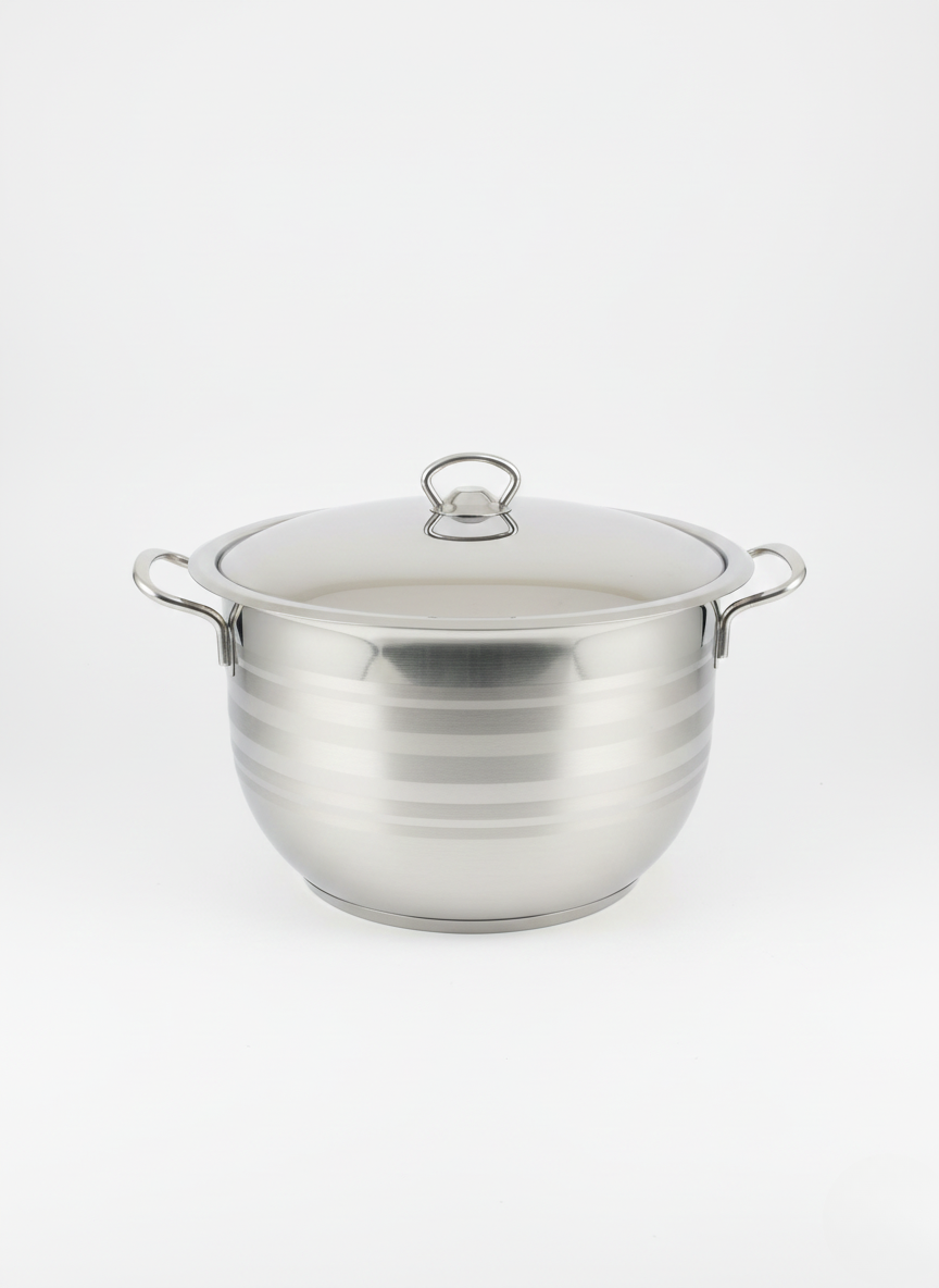 Stainless Steel Striped Pot with handle