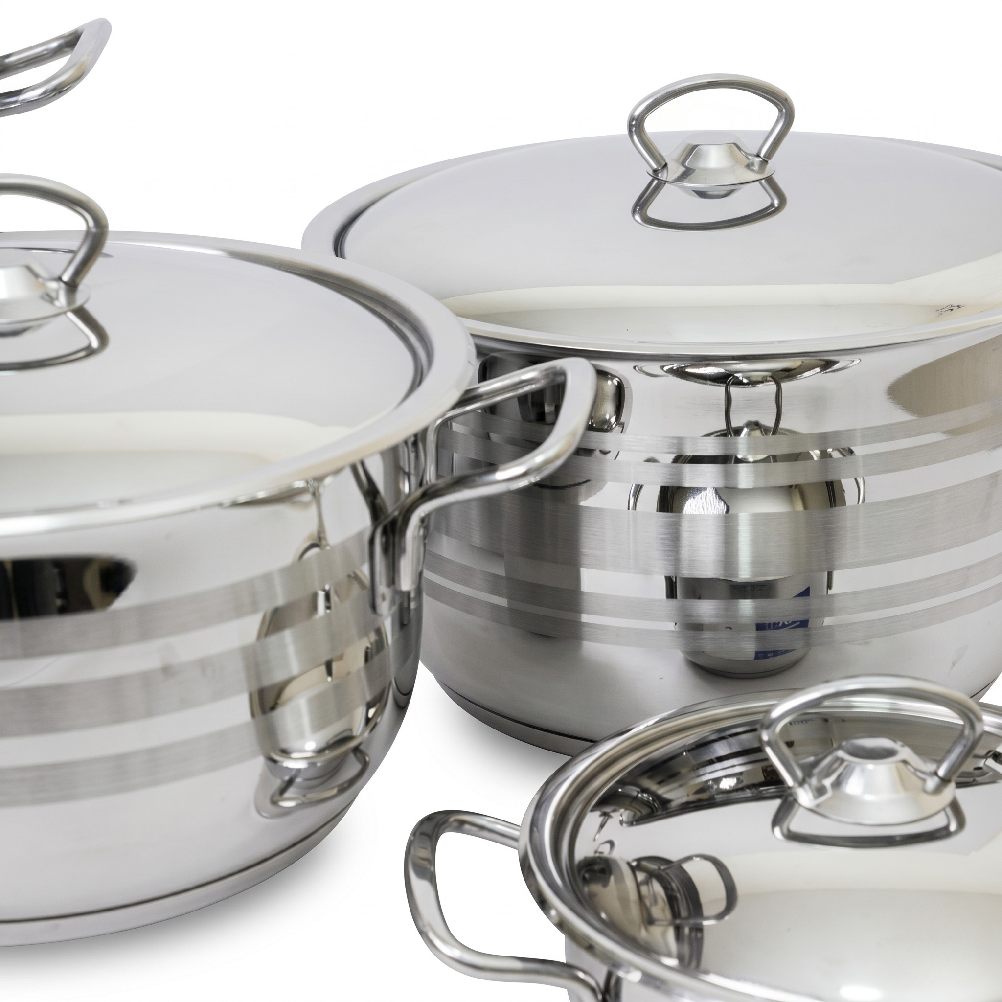 10-Piece Striped Cookware Set with Steel Handle
