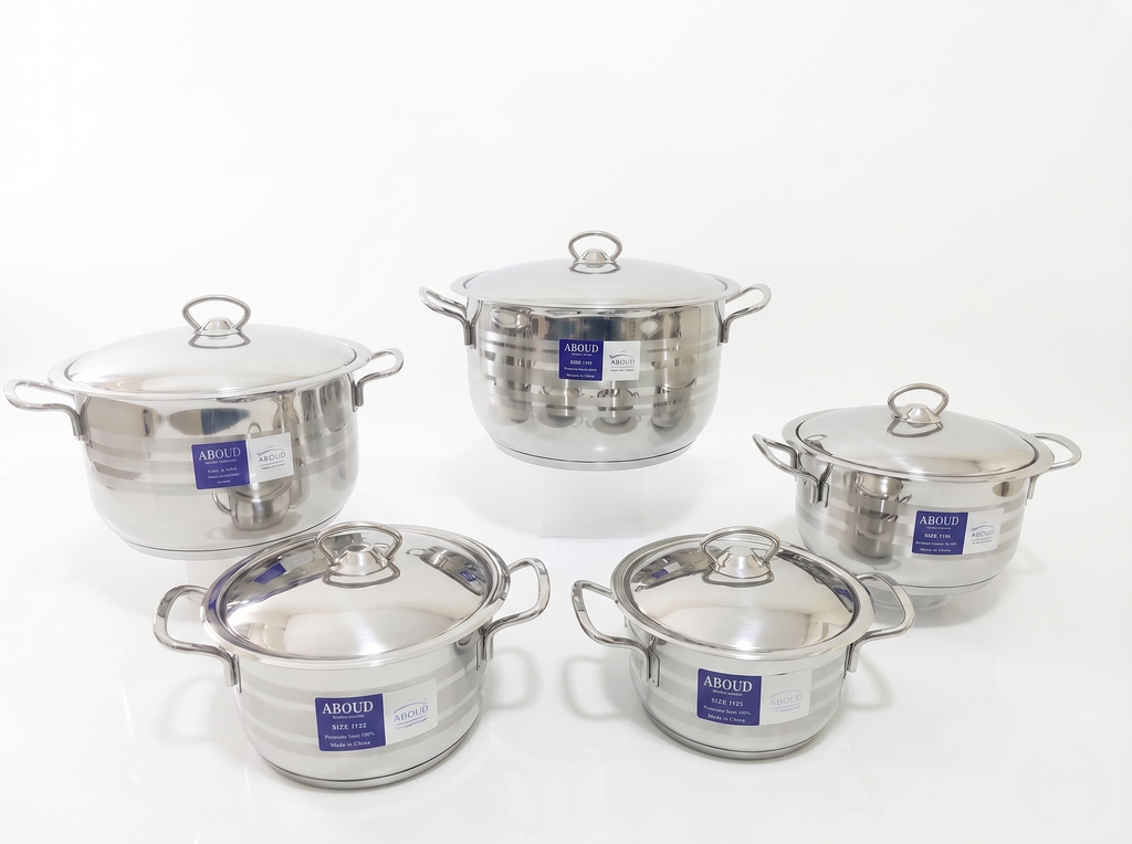 10-PCS Striped Cookware Set – Steel Handles