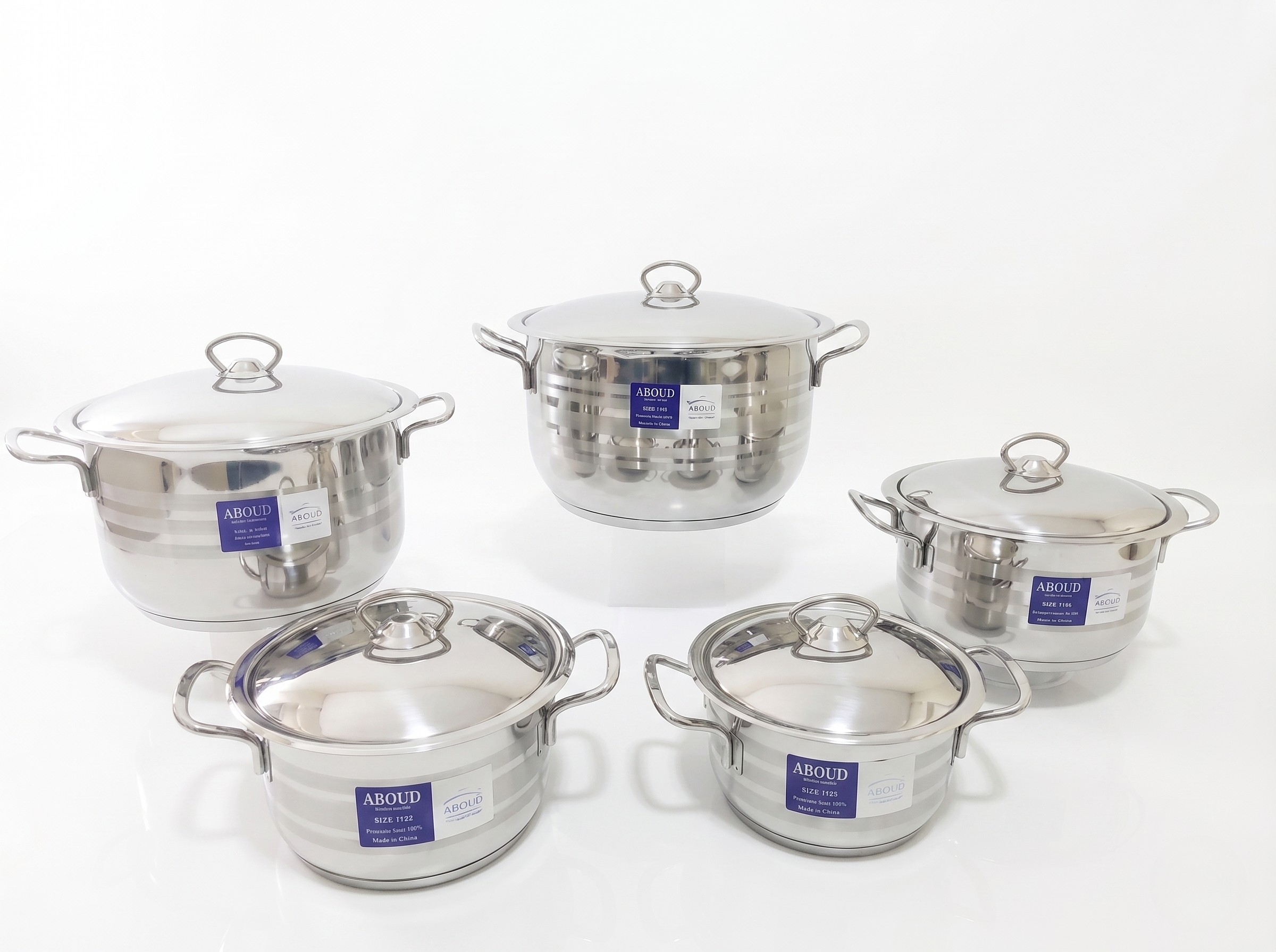 10-PCS Striped Cookware Set – Steel Handles