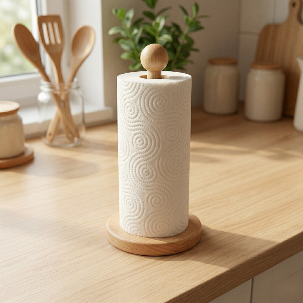 Wooden stand for kitchen tissues