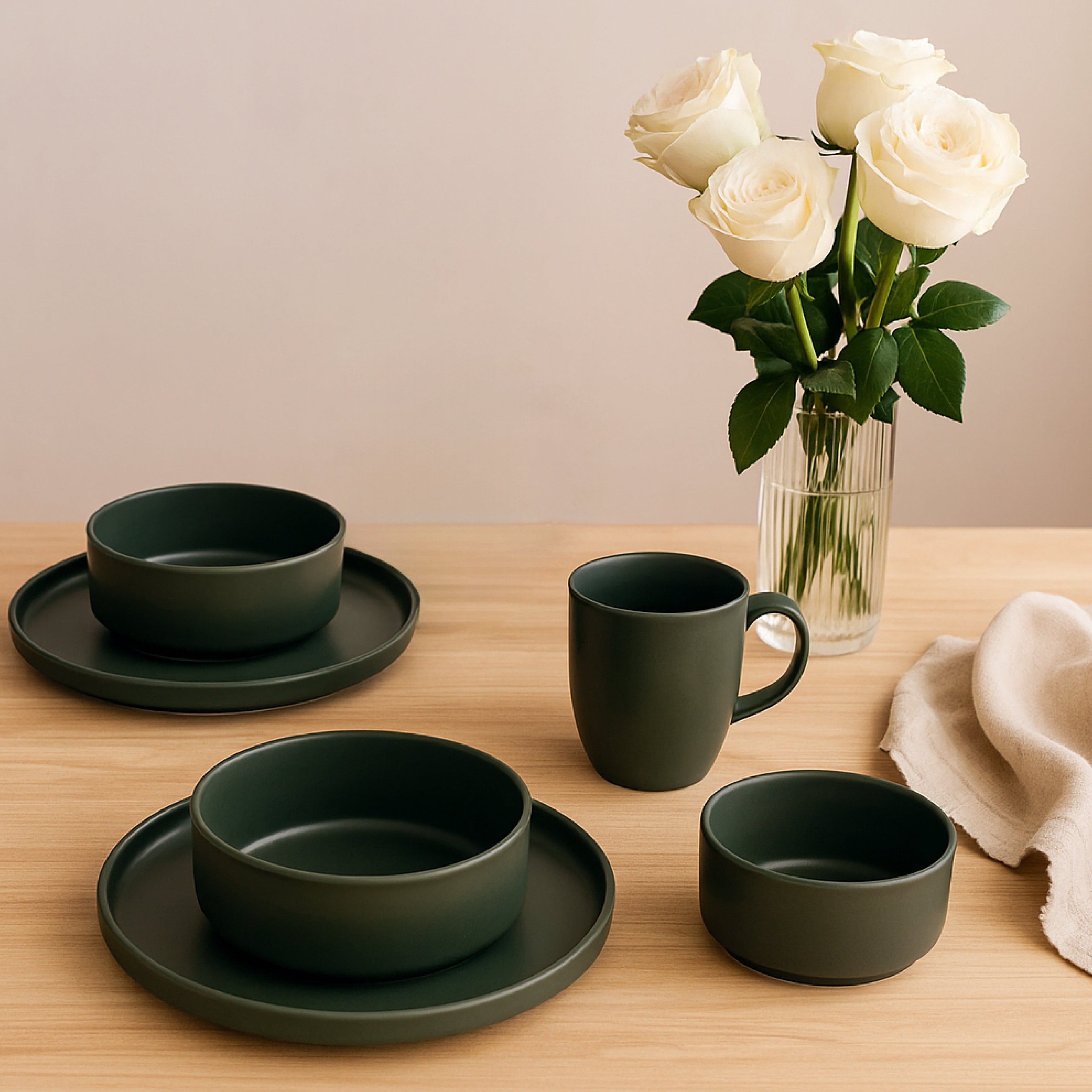 Olive Elegance Matte Dinner Set