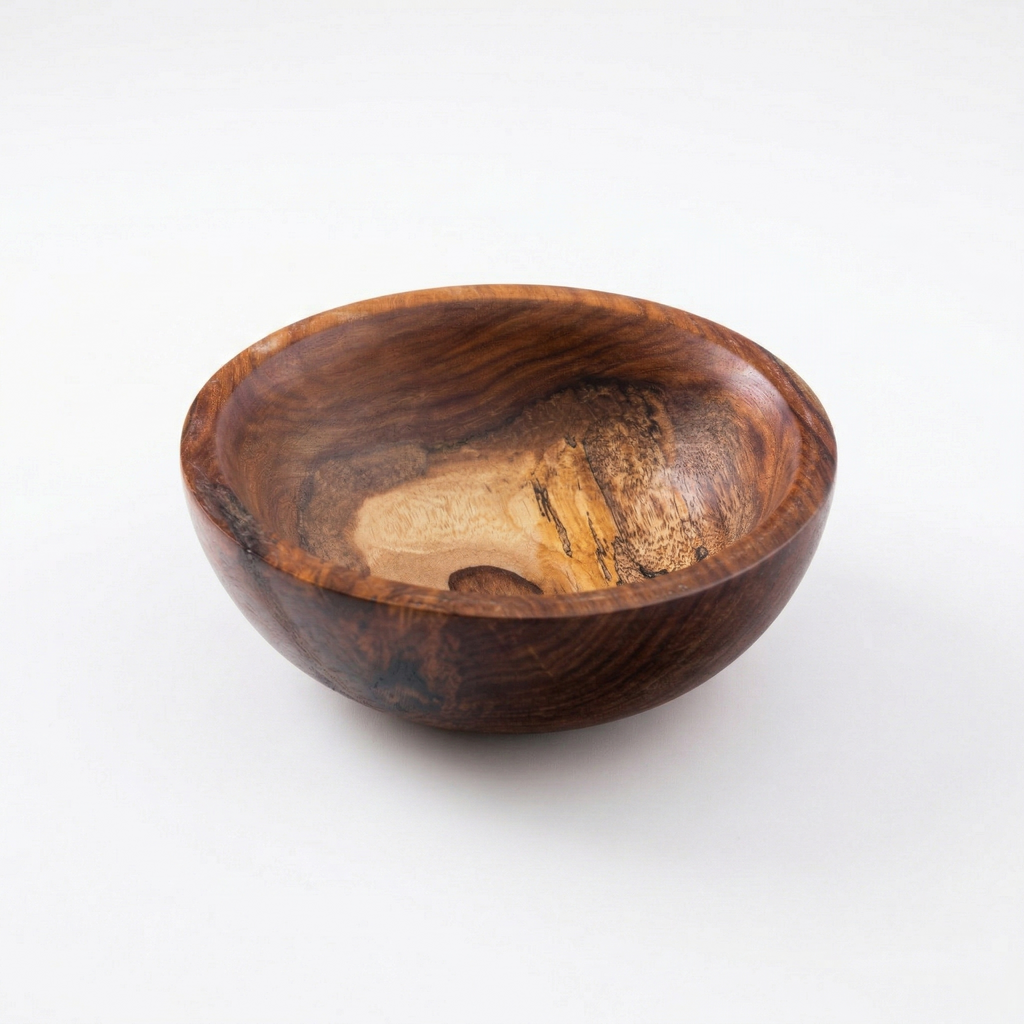 Set of wooden circular bowls
