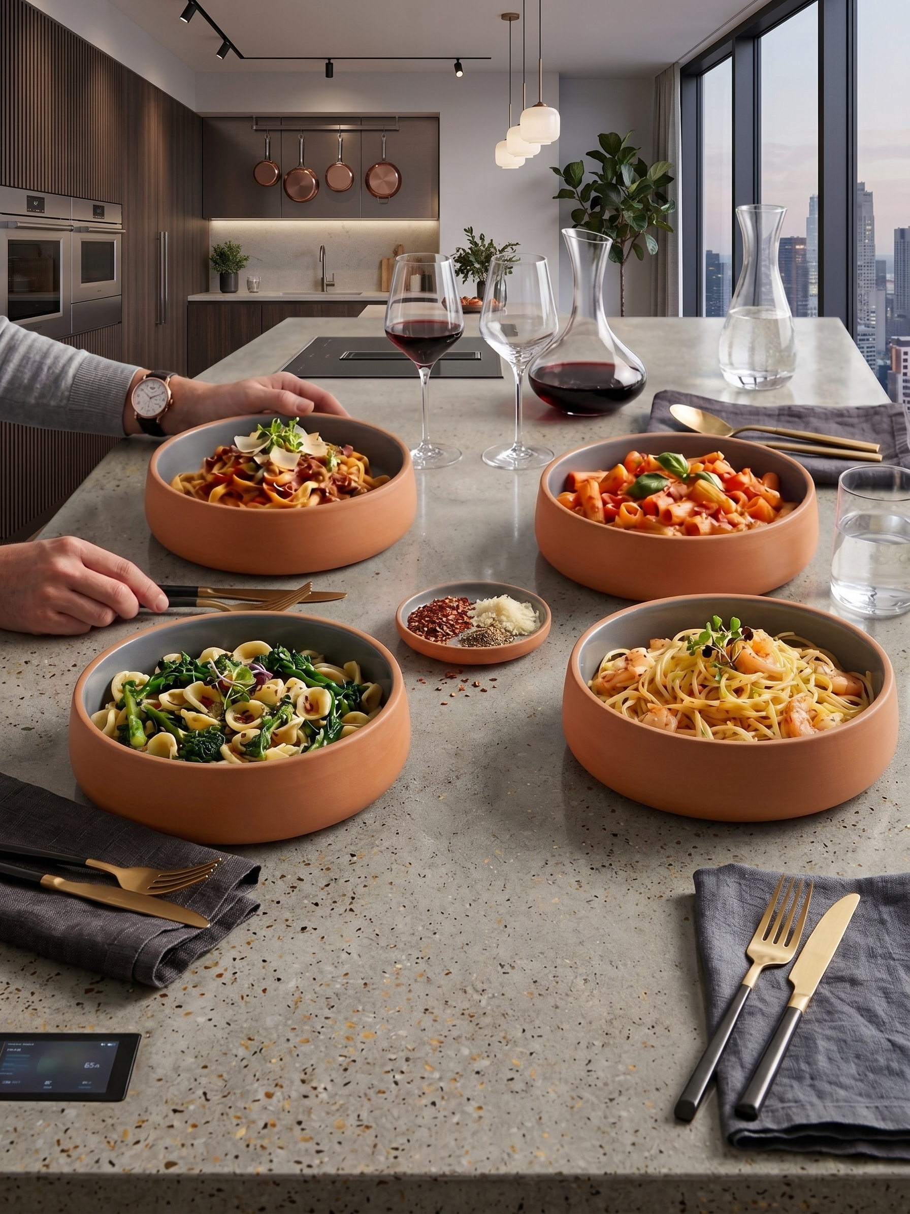4-Pieces Olivia Pasta Plates