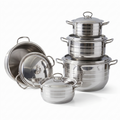 10-Piece Striped Cookware Set with Steel Handle