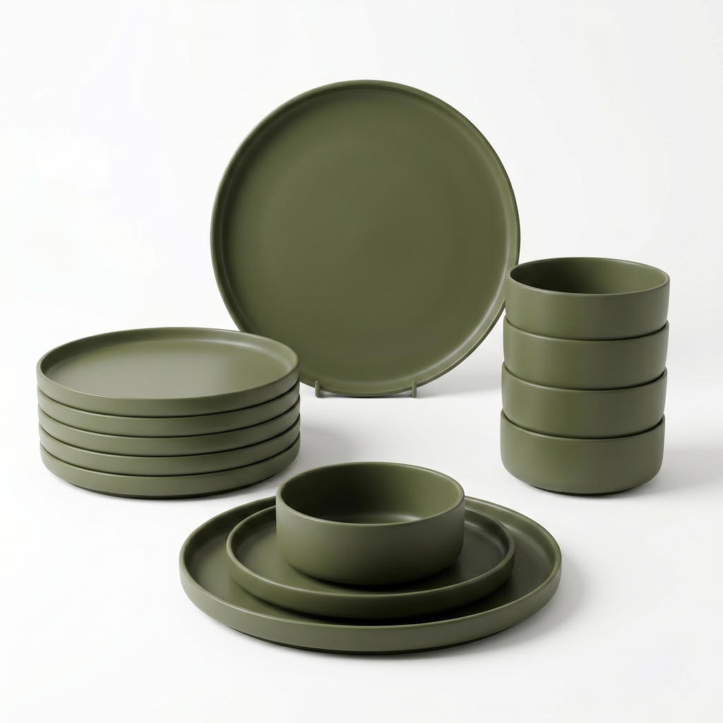 Olive Elegance Matte Dinner Set