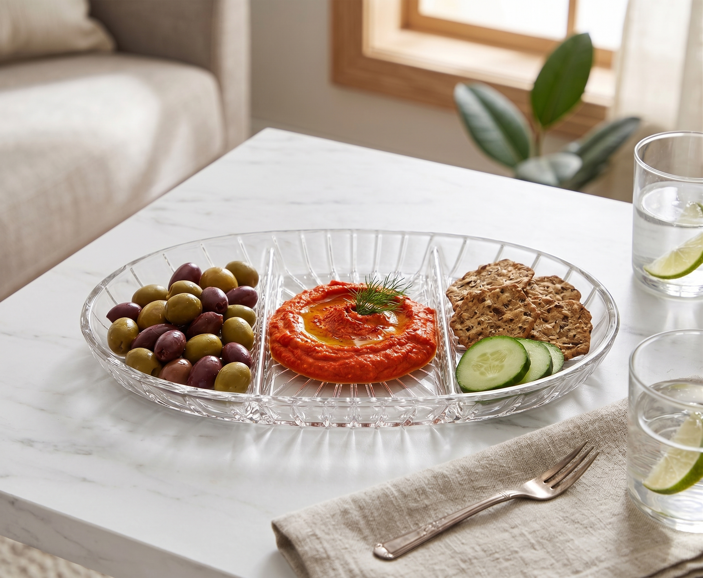 Elegant Divided Oval Plate 16 Cm