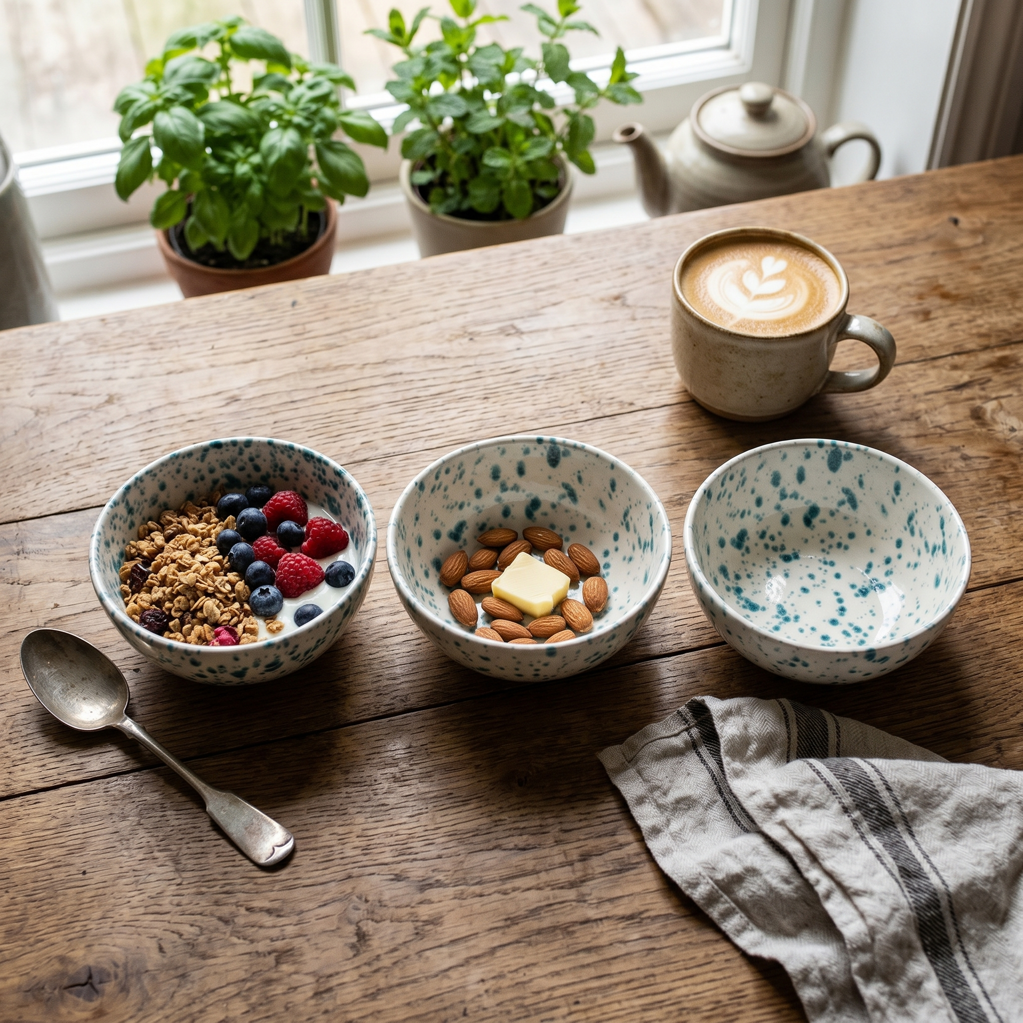 Green Dotted Porcelain Bowl