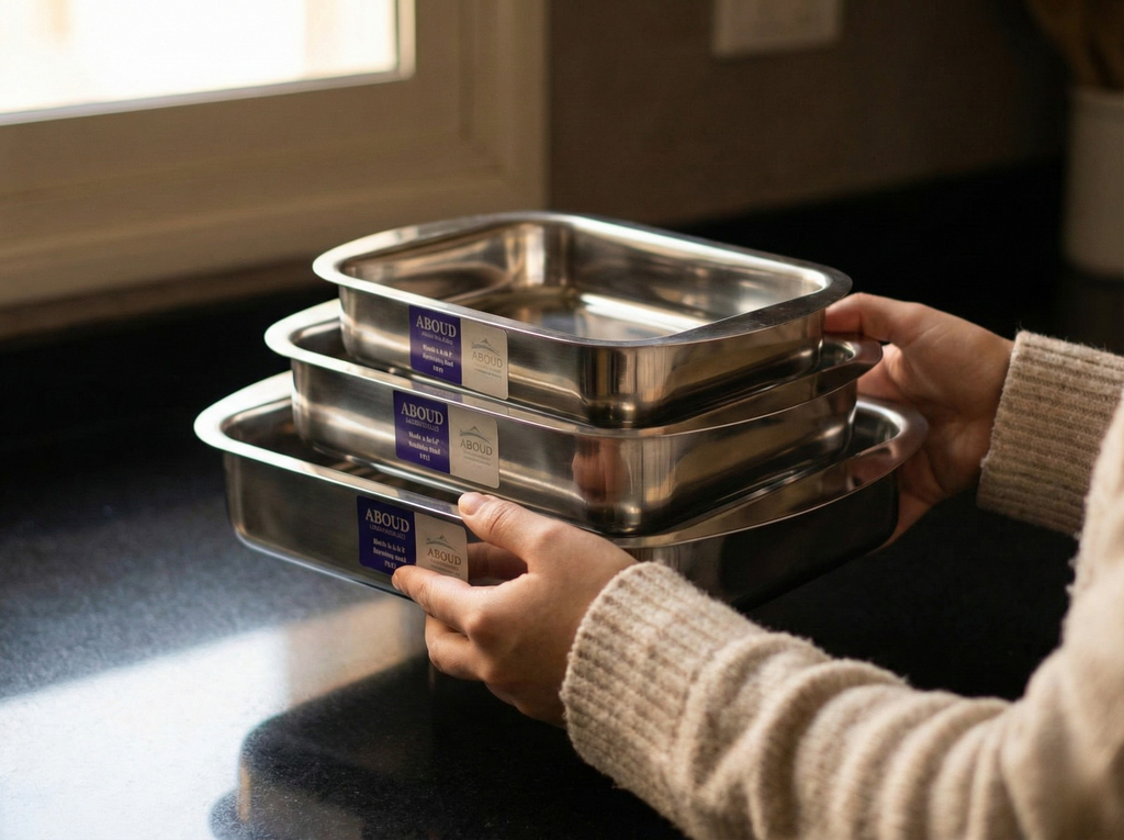 Stainless Steel Rectangular Tajins set