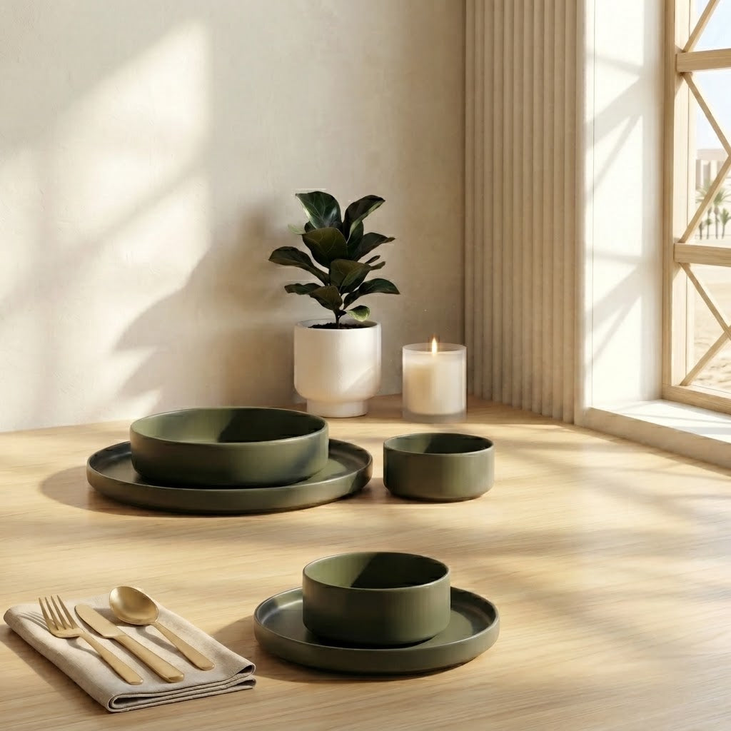 Olive Elegance Matte Dinner Set