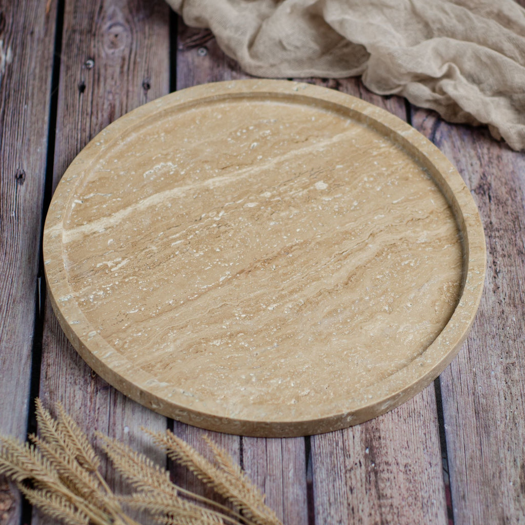 Beige Marble Round Tray