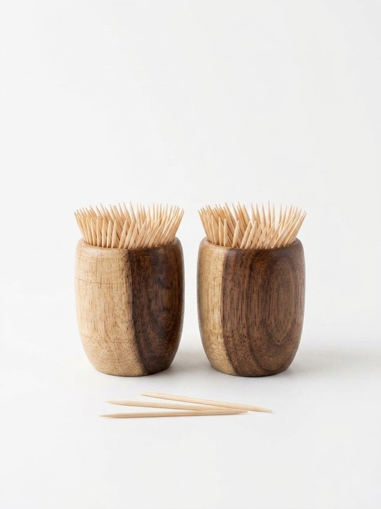 2-Piece Brown Wood 5 CM