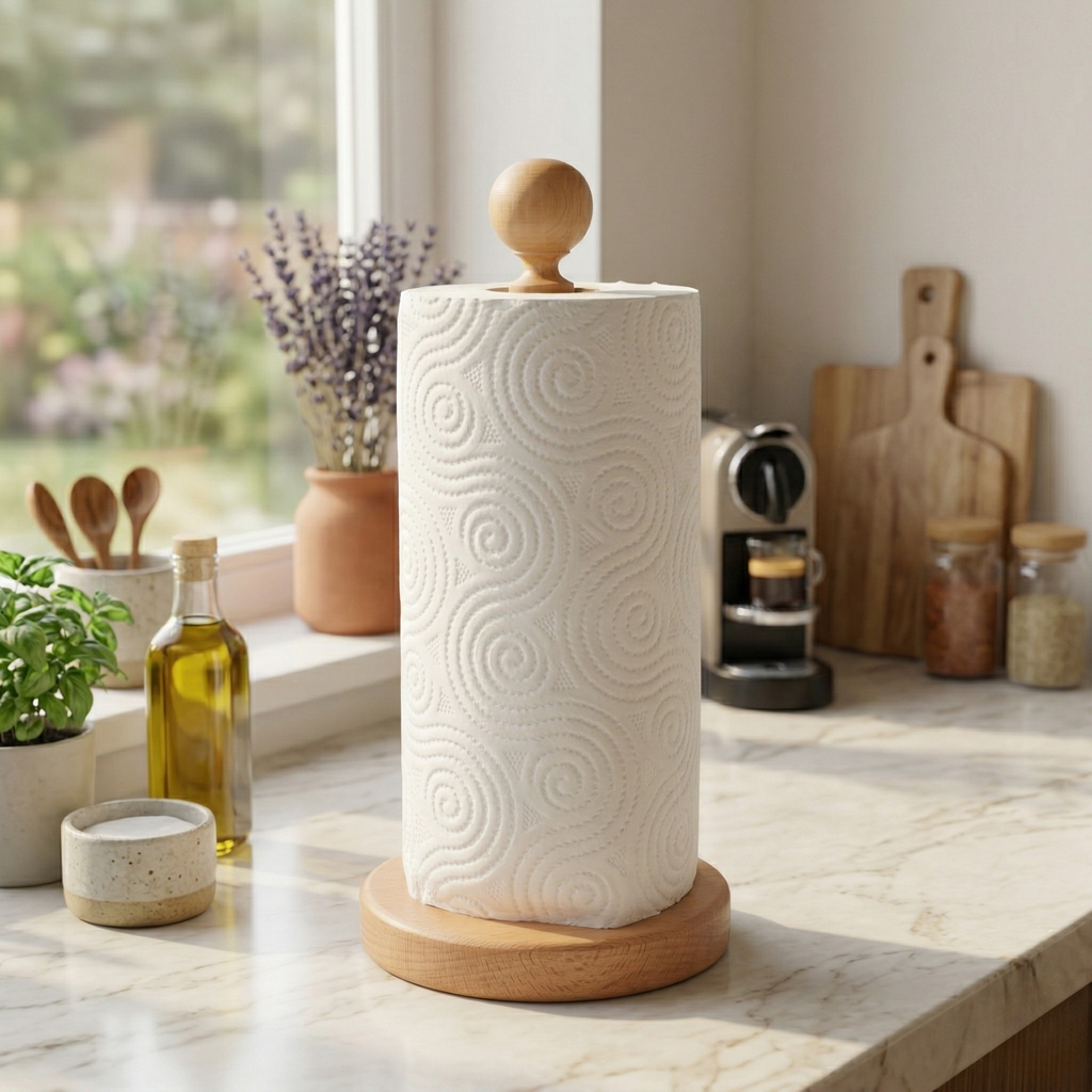 Wooden stand for kitchen tissues