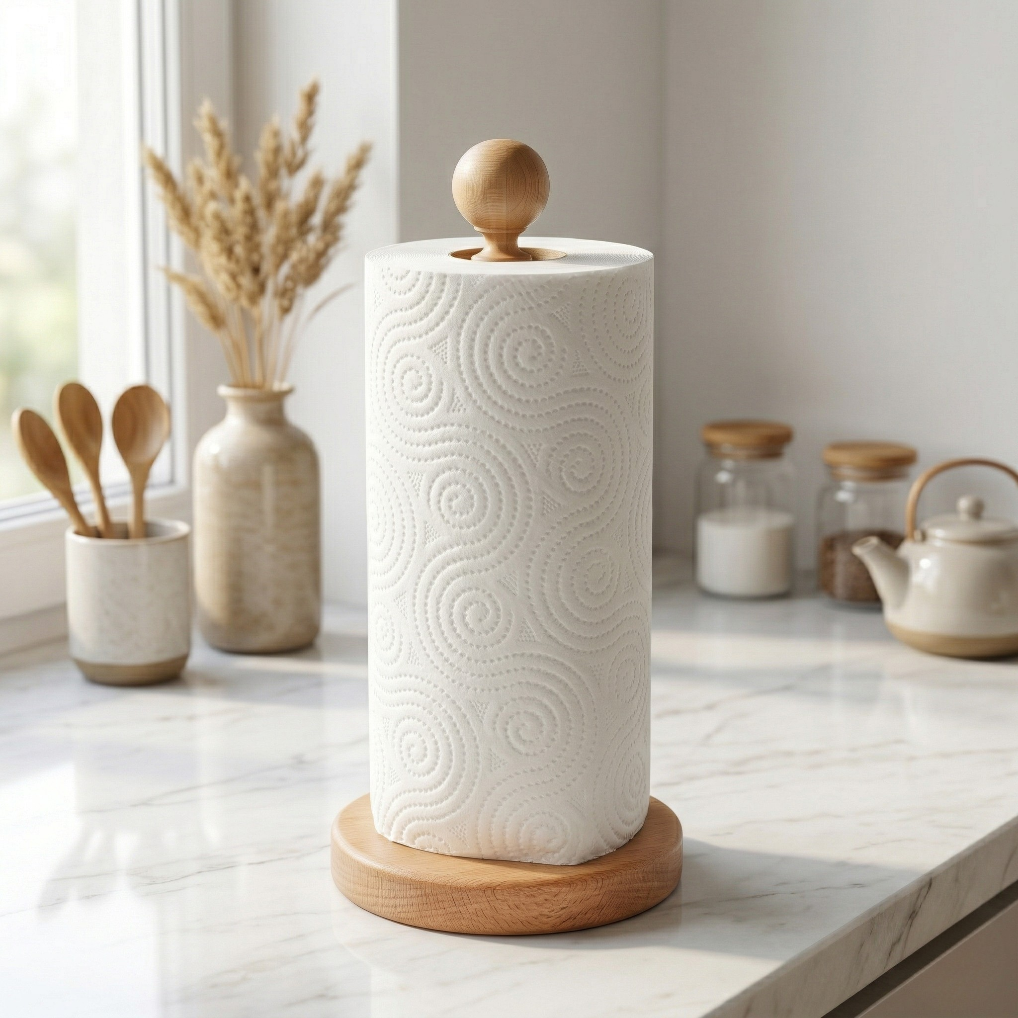 Wooden stand for kitchen tissues