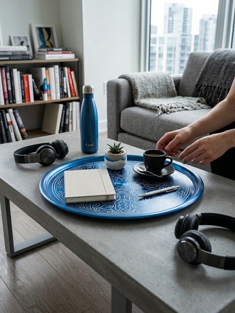 Arabesque Serving Tray - Blue