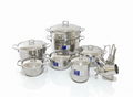 17-piece striped cookware set, assorted stainless steel